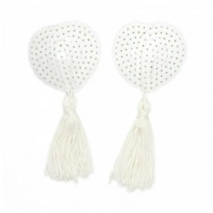 Белые пэстисы для груди с пайетками (иной угол)