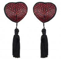 Пэстисы-сердечки со стразами и кисточками