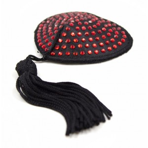 Пэстисы-сердечки со стразами и кисточками (иной угол)