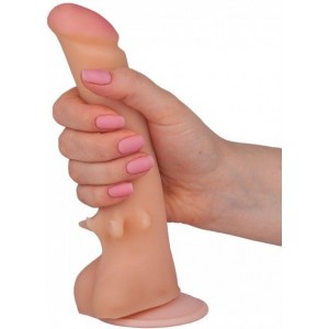 Фаллоимитатор из киберкожи Real Standard со стимулирующими лепестками 20 см (иной угол)