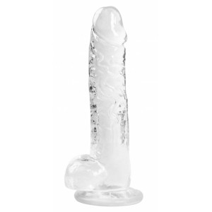 Прозрачный фаллоимитатор с мошонкой Intergalactic Rocket (иной угол)