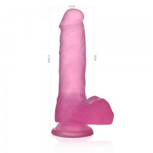 Розовый фаллос Jelly Studs Crystal Dildo Medium 18 см (иной угол)
