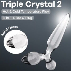 Стеклянный стимулятор 3 в 1 Satisfyer Triple Crystal 2 прозрачный 22 см (иной угол)