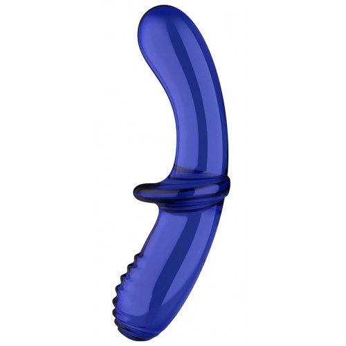 Двусторонний фаллоимитатор Satisfyer Double Crystal, стекло, голубой, 19,5 см