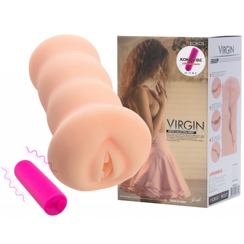 Реалистичный мастурбатор с перезаряжаемой вибропулей Kokos Three Sisters Virgin