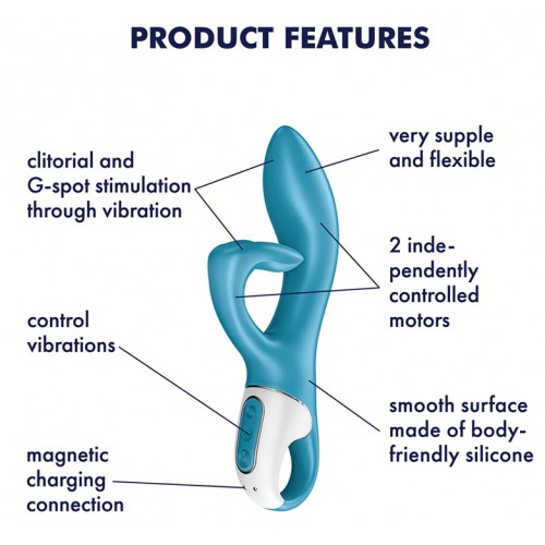 Смарт-вибратор с клиторальным стимулятором Embrace me бирюзовый