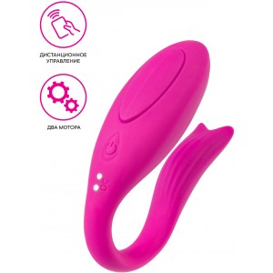 Вибратор для пар A-TOYS Dolphy, силикон, розовый, 9,6 см (иной угол)