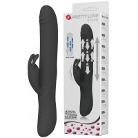 Вибромассажер Byron с клиторальным стимулятором и движущимися в стволе шариками черный