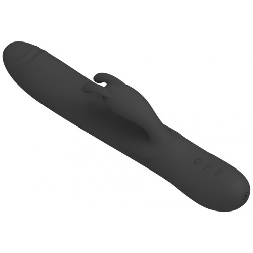 Вибромассажер Byron с клиторальным стимулятором и движущимися в стволе шариками черный