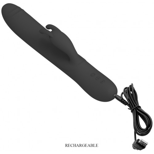 Вибромассажер Byron с клиторальным стимулятором и движущимися в стволе шариками черный