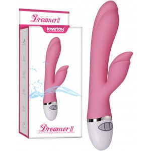 Перезаряжаемый вибратор с клиторальным стимулятором-кроликом Dreamer II розовый