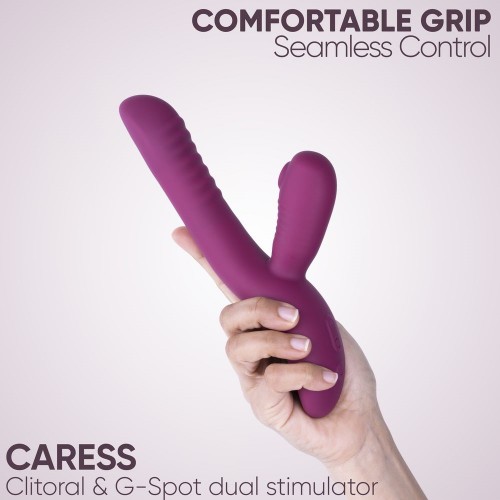 Фиолетовый вибратор-пульсатор с вакуумным клиторальным стимулятором Selove Caress