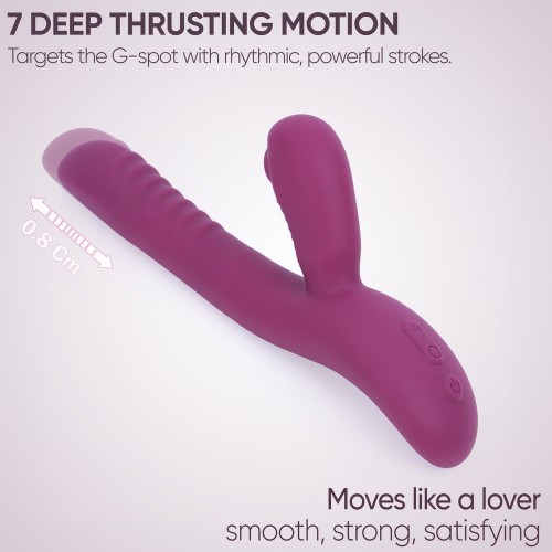 Фиолетовый вибратор-пульсатор с вакуумным клиторальным стимулятором Selove Caress