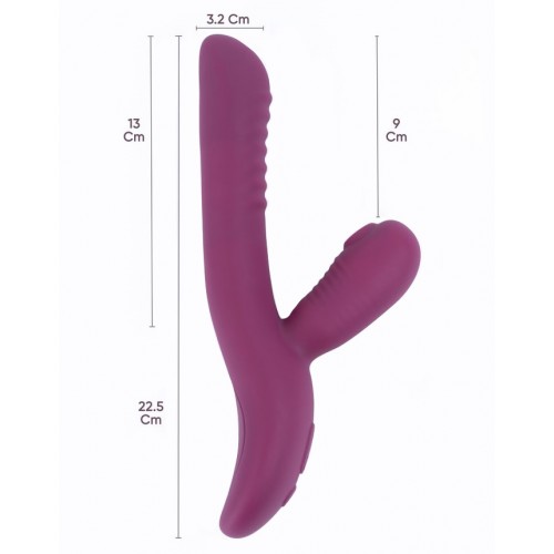 Фиолетовый вибратор-пульсатор с вакуумным клиторальным стимулятором Selove Caress