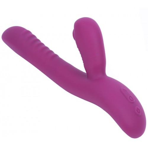 Фиолетовый вибратор-пульсатор с вакуумным клиторальным стимулятором Selove Caress