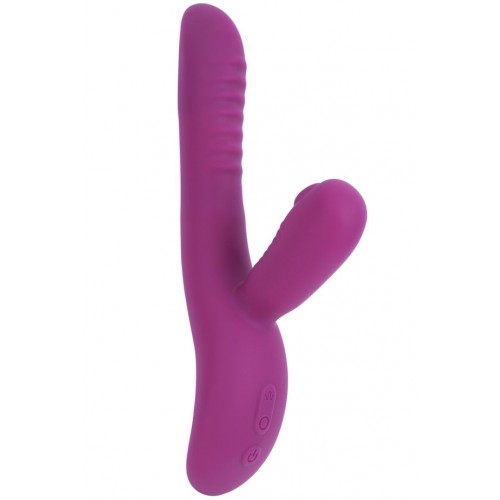 Фиолетовый вибратор-пульсатор с вакуумным клиторальным стимулятором Selove Caress