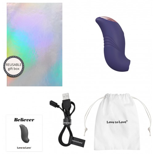 Перезаряжаемый стимулятор клитора с подвижным язычком Love to Love Believer Midnight Indigo