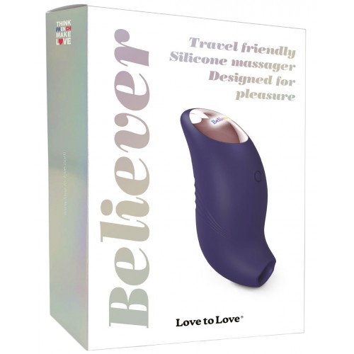 Перезаряжаемый стимулятор клитора с подвижным язычком Love to Love Believer Midnight Indigo