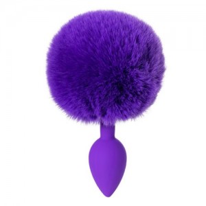 Силиконовая анальная пробка с фиолетовым хвостиком (иной угол)