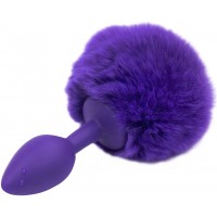 Силиконовая анальная пробка с фиолетовым хвостиком