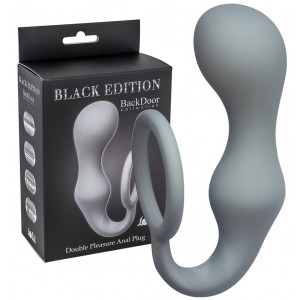 Анальная пробка с кольцом на пенис Double Pleasure Anal Plug Grey