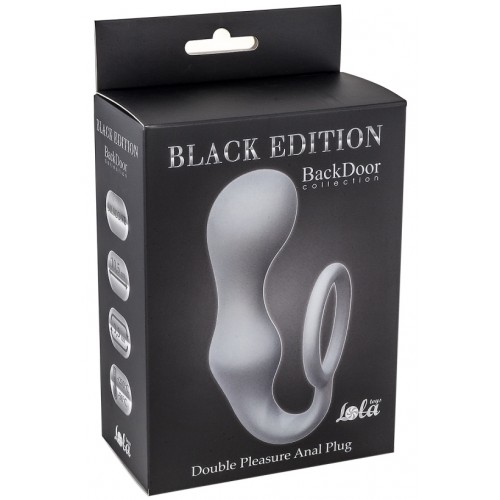 Анальная пробка с кольцом на пенис Double Pleasure Anal Plug Grey