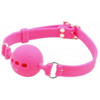 Силиконовый дышащий кляп-шар pink M