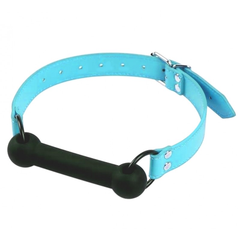 Силиконовый кляп-трензель голубого цвета Силиконовый кляп-трензель голубого цвета