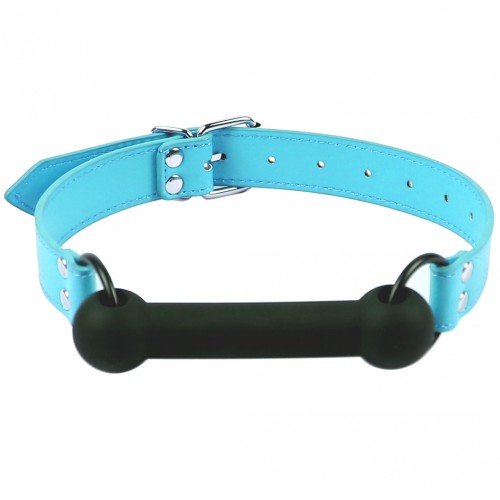 Силиконовый кляп-трензель голубого цвета