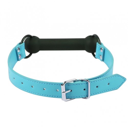 Силиконовый кляп-трензель голубого цвета