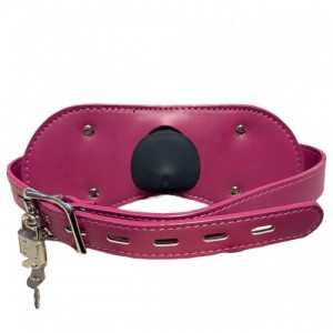 Кляп-фаллос силиконовый на розовом ремешке (иной угол)