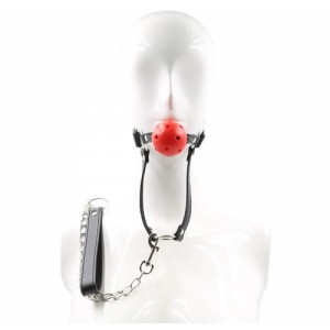 Красный кляп-шар с поводком Красный кляп-шар с поводком (иной угол)