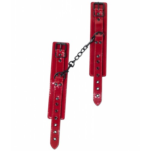 Красные лаковые наручники Party Hard Bizzare на металлической цепи