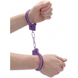 Фиолетовые металлические наручники Ouch Beginners Handcuffs (иной угол)
