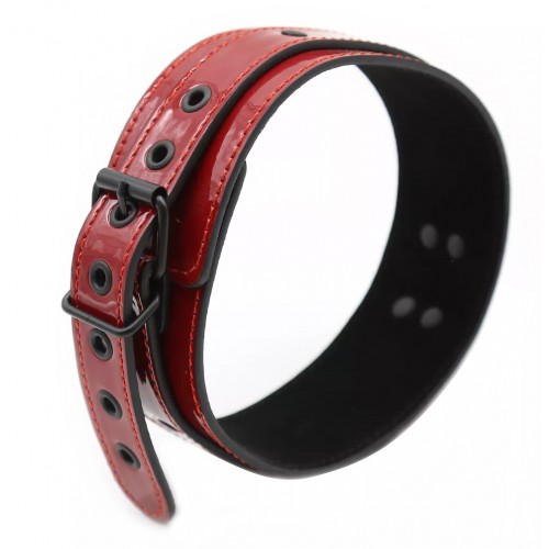 Бордовый ошейник из искусственной кожи 