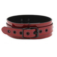 Бордовый ошейник из искусственной кожи 