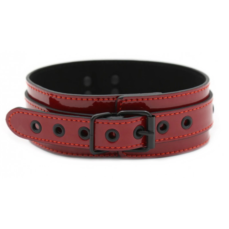 Бордовый ошейник из искусственной кожи 