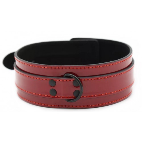 Бордовый ошейник из искусственной кожи 