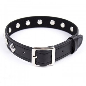 Классический черный ошейник с залепками (иной угол)