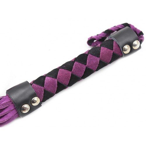 Черно-фиолетовая плеть с узором замшевая 28 см