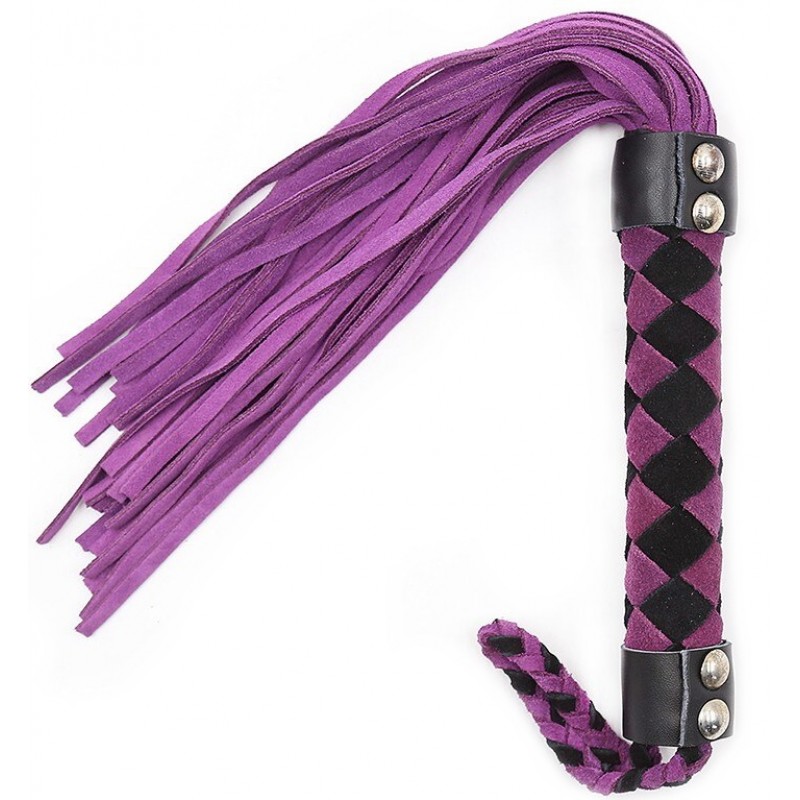 Черно-фиолетовая плеть с узором замшевая 28 см