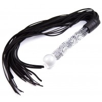Замшевая плеть черная с прозрачной ручкой 68 см