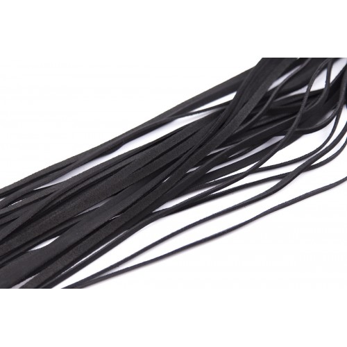 Замшевая плеть черная с прозрачной ручкой 68 см