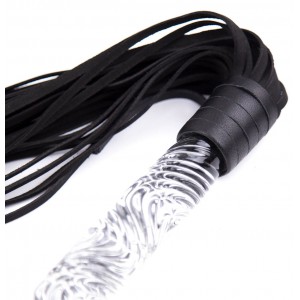 Замшевая плеть черная с прозрачной ручкой 68 см (иной угол)