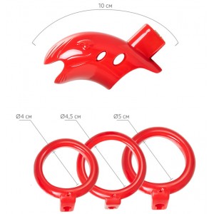 Пояс верности мужской Black&Red by TOYFA, ABS пластик, красный, 10 см (иной угол)