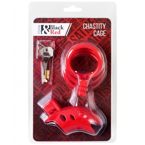 Пояс верности мужской Black&Red by TOYFA, ABS пластик, красный, 10 см