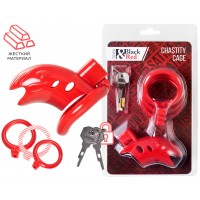 Пояс верности мужской Black&Red by TOYFA, ABS пластик, красный, 10 см