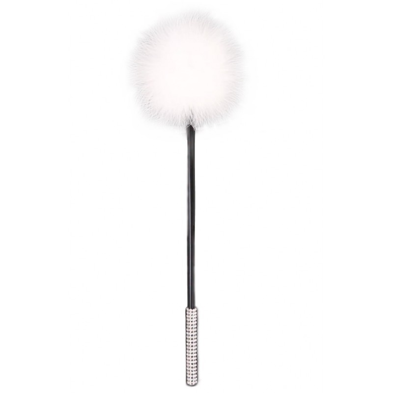 Тиклер с белыми перьями и стразами 40 см