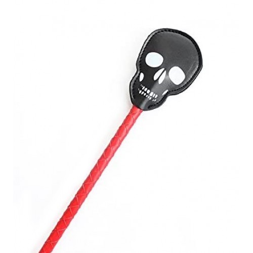 Красно-черный стек с наконечником в виде черепа 70 см