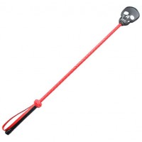 Красно-черный стек с наконечником в виде черепа 70 см